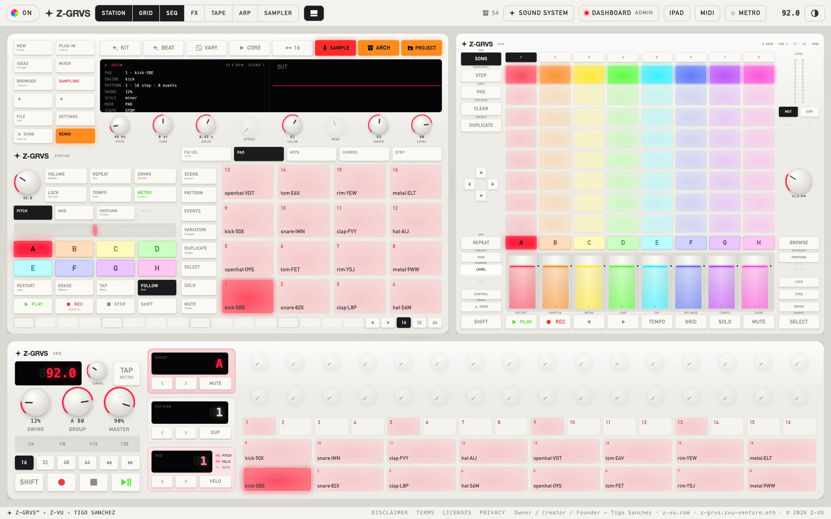 The machine in its white theme: ivory hardware, pastel lights