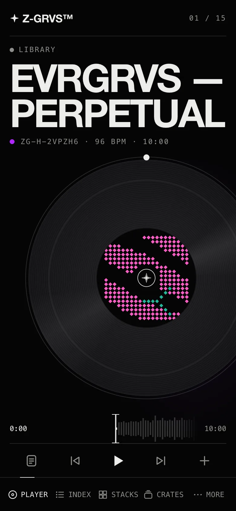 The sound system on a phone: the player docked above the bar